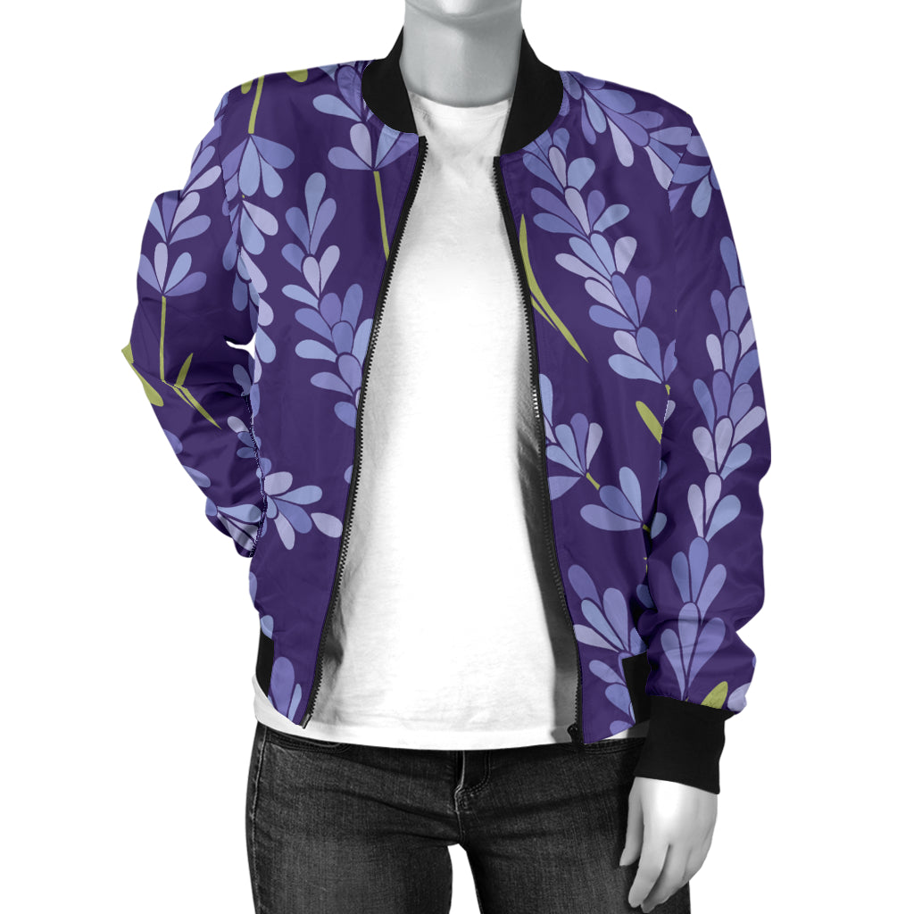 Lavender Pattern Print Design 03 Women's Bomber Jacket
