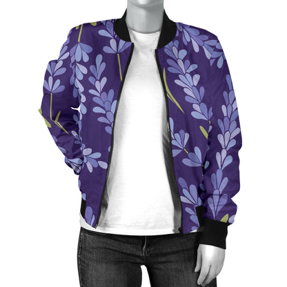 Lavender Pattern Print Design 03 Women's Bomber Jacket