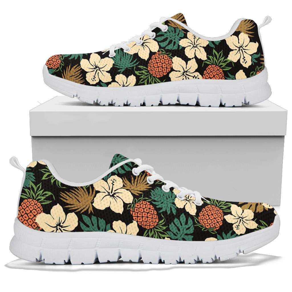 Hawaiian Themed Pattern Print Design H08 Sneakers White Bottom Shoes