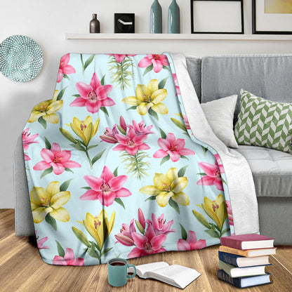 Lily Pattern Print Design LY010 Fleece Blanket