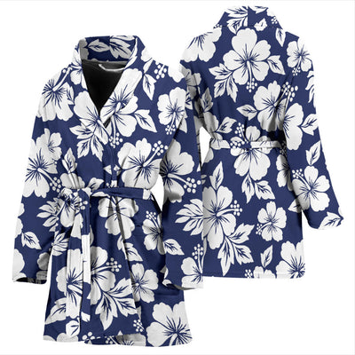 Hibiscus Pattern Print Design HB012 Women Bathrobe