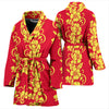 Orange Hibiscus Pattern Print Design HB018 Women Bathrobe