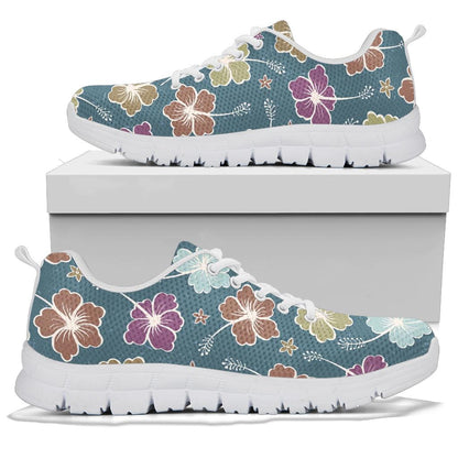 Hibiscus Pattern Print Design HB033 Sneakers White Bottom Shoes