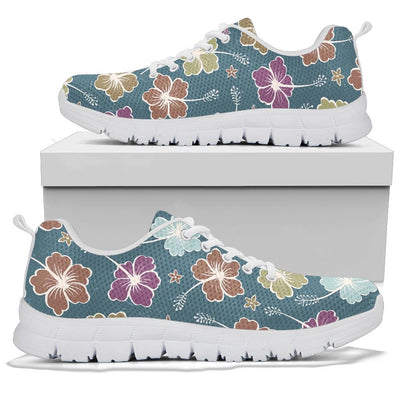 Hibiscus Pattern Print Design HB033 Sneakers White Bottom Shoes