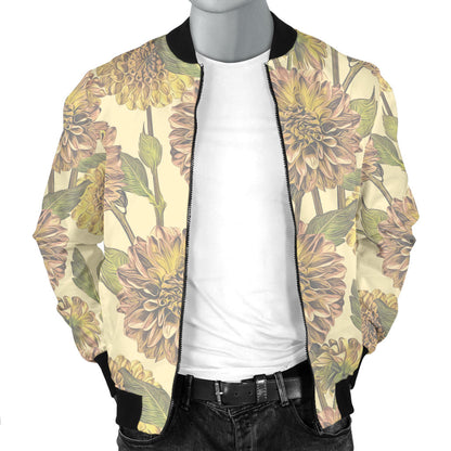 Dahlia Pattern Print Design DH09 Men Bomber Jacket
