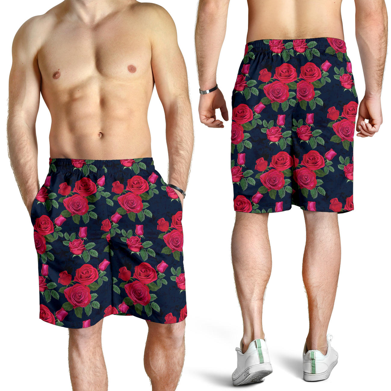 Rose Pattern Print Design A04 Mens Shorts