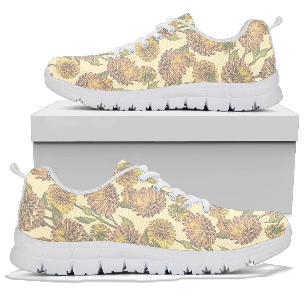 Dahlia Pattern Print Design DH09 Sneakers White Bottom Shoes