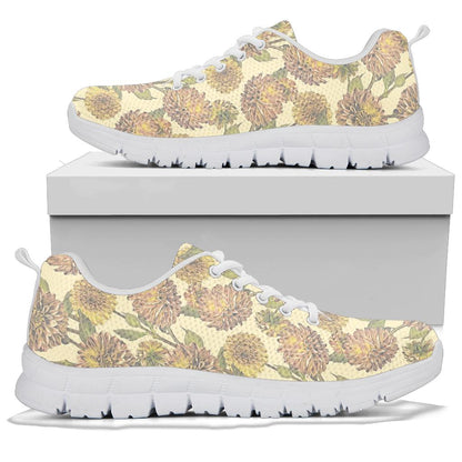 Dahlia Pattern Print Design DH09 Sneakers White Bottom Shoes