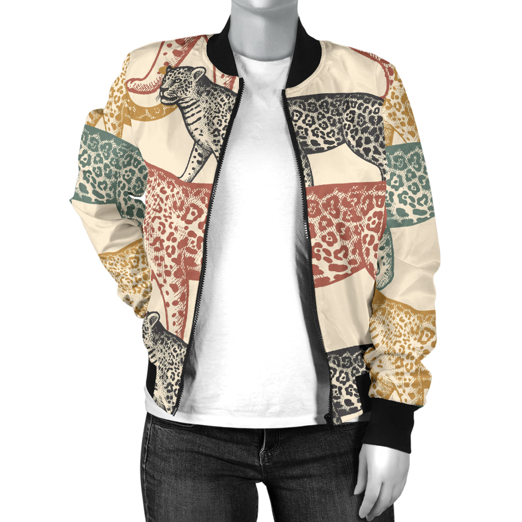 Jaguar Pattern Print Design 01 Women's Bomber Jacket