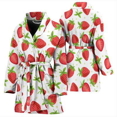 Strawberry Pattern Print Design SB07 Women Bathrobe