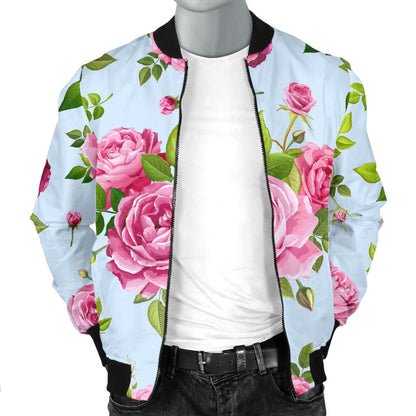Rose Pink Pattern Print Design RO08 Men Bomber Jacket