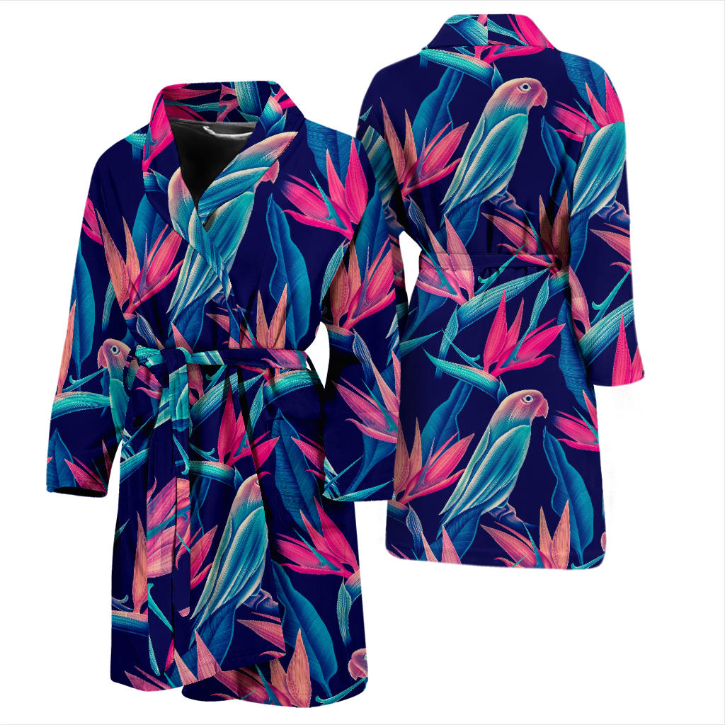 Tropical Flower Pattern Print Design TF024 Men Bathrobe