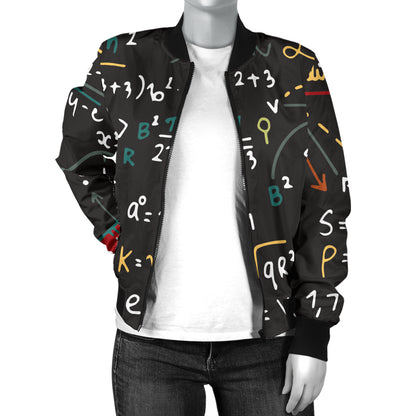 Math Pattern Print Design 04 Women's Bomber Jacket