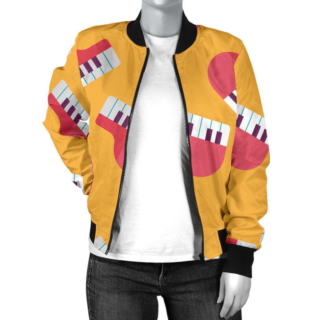Piano Pattern Print Design 02 Women's Bomber Jacket