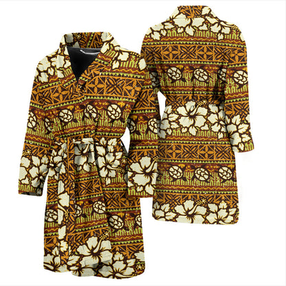 Hawaiian Themed Pattern Print Design H015 Men Bathrobe