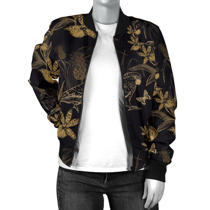 Parakeet Pattern Print Design A05 Women's Bomber Jacket