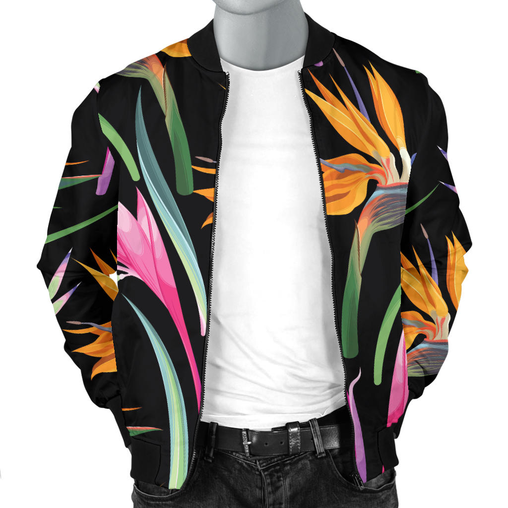 Tropical Flower Pattern Print Design TF017 Men Bomber Jacket