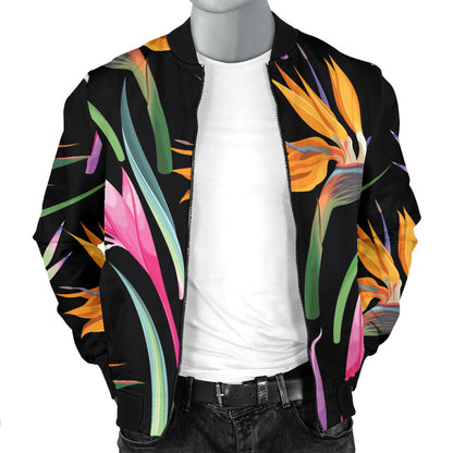 Tropical Flower Pattern Print Design TF017 Men Bomber Jacket