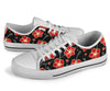 Red Hibiscus Pattern Print Design HB021 White Bottom Low Top Shoes