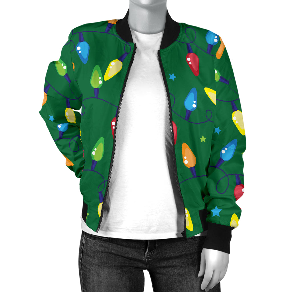 Christmas Light Pattern Print Design 02 Women's Bomber Jacket
