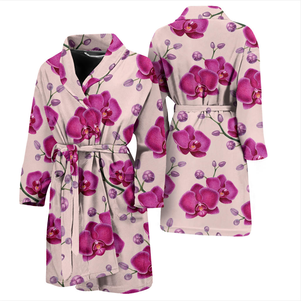 Orchid Purple Pattern Print Design OR04 Men Bathrobe