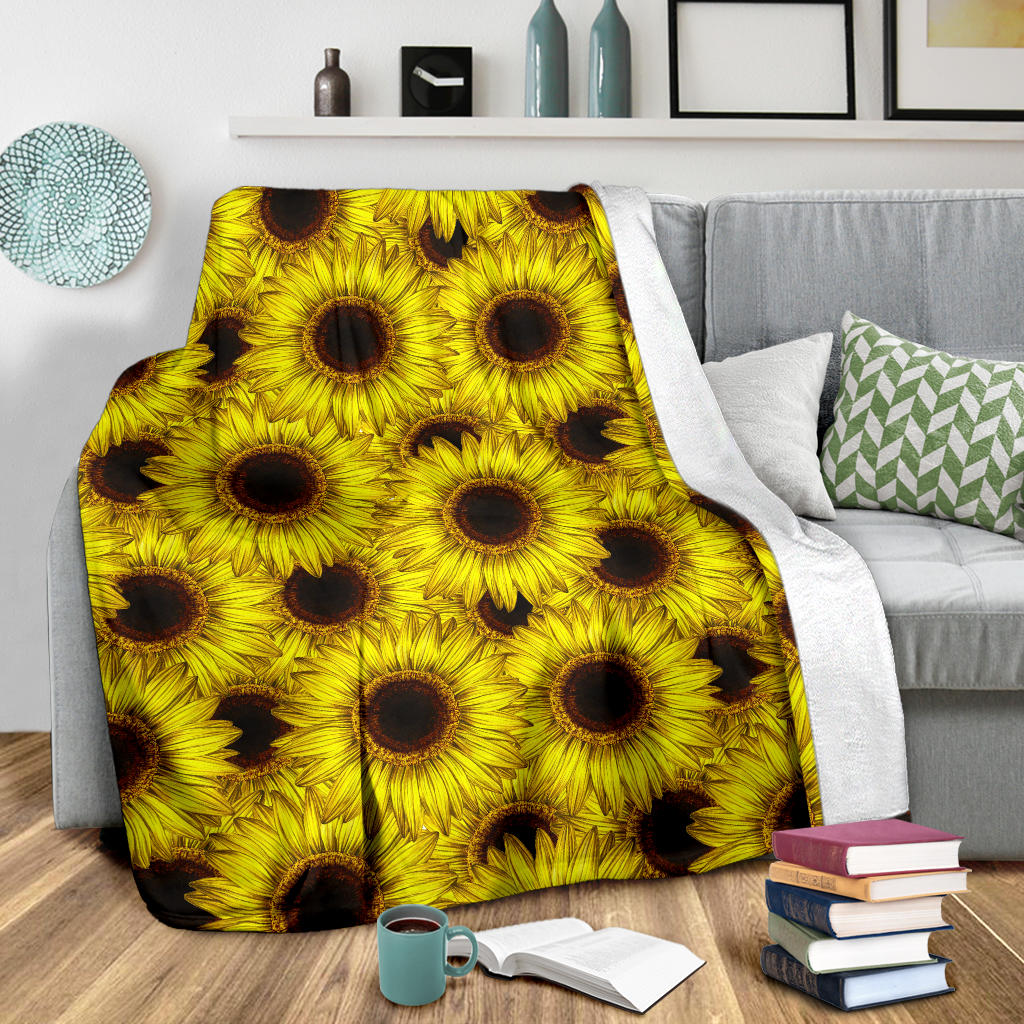 Sunflower Pattern Print Design SF011 Fleece Blanket