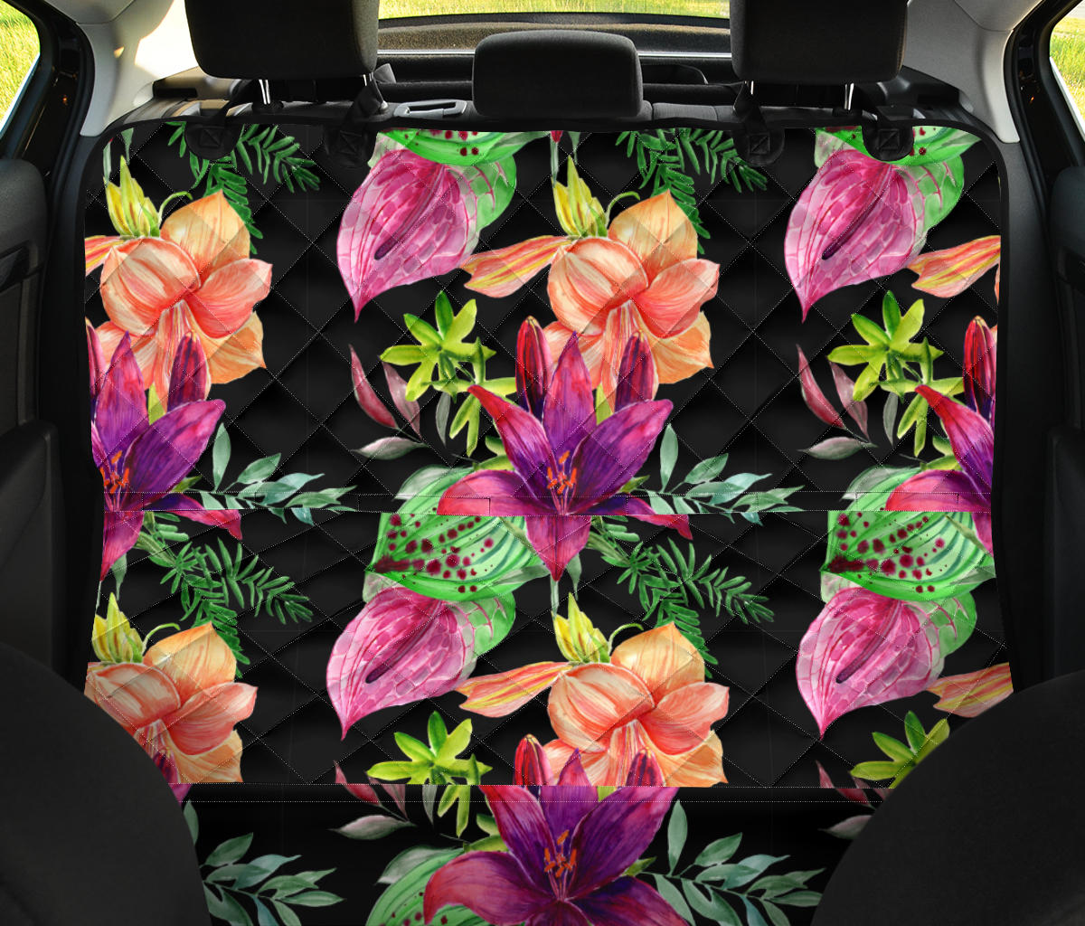 Amaryllis Pattern Print Design AL09 Rear Dog  Seat Cover