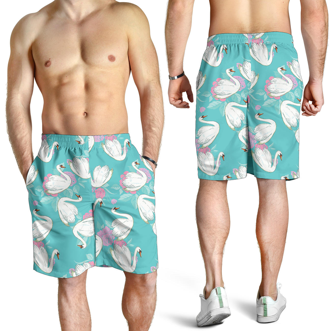Swan Pattern Print Design 03 Mens Shorts