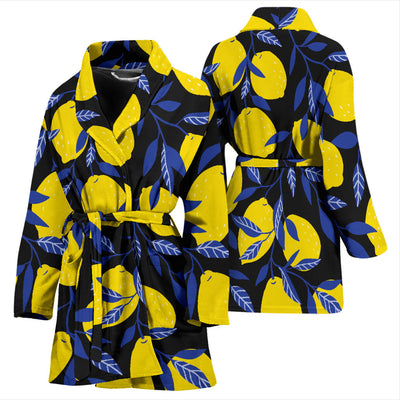 Lemon Pattern Print Design LM01 Women Bathrobe