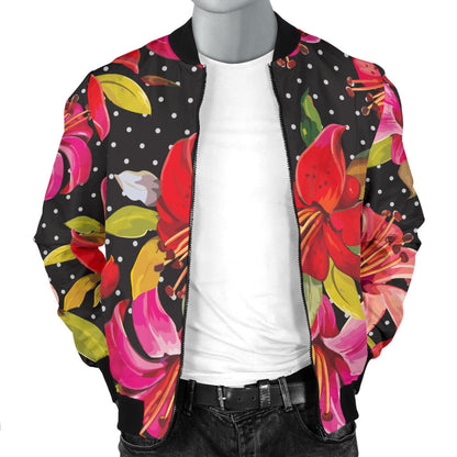Lily Pattern Print Design LY012 Men Bomber Jacket