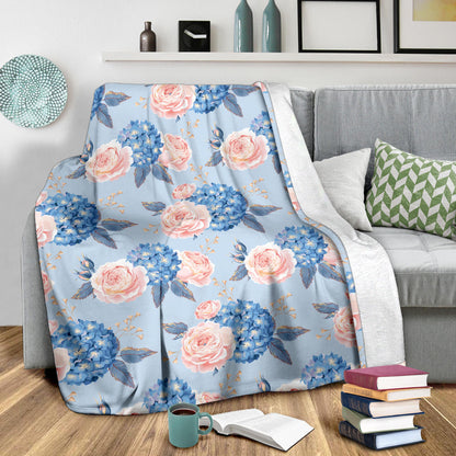 Hydrangea Pattern Print Design HD06 Fleece Blanket
