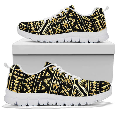 Gold Aztec Tribal Sneakers White Bottom Shoes