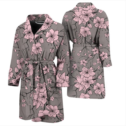 Cherry Blossom Pattern Print Design CB05 Men Bathrobe