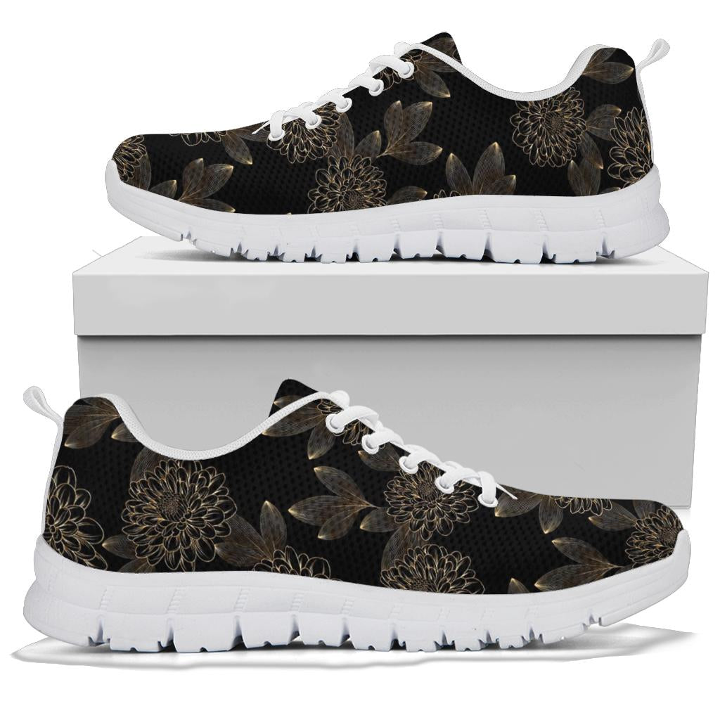 Dahlia Pattern Print Design DH04 Sneakers White Bottom Shoes