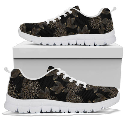 Dahlia Pattern Print Design DH04 Sneakers White Bottom Shoes