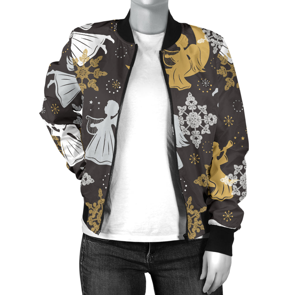 Angel Pattern Print Design 04 Women's Bomber Jacket