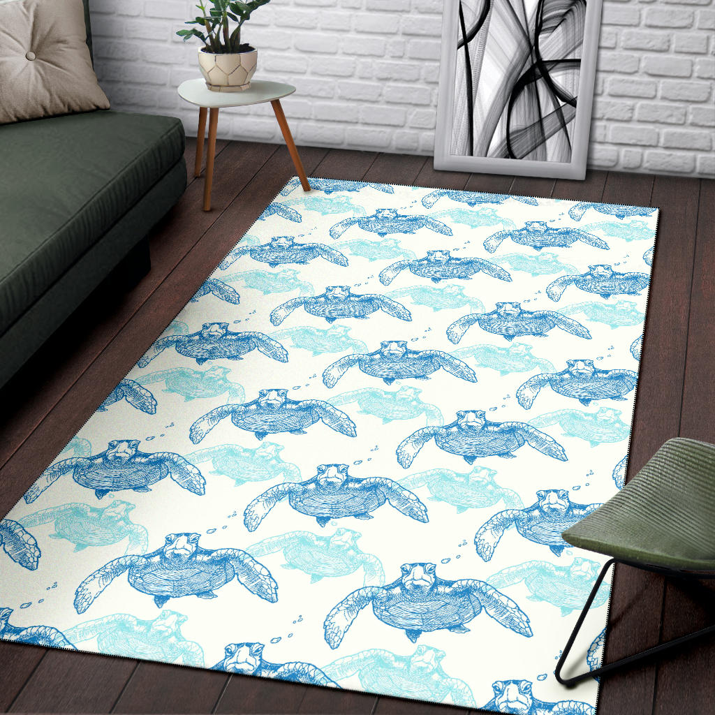 Sea Turtle Pattern Print Design T01 Area Rugs