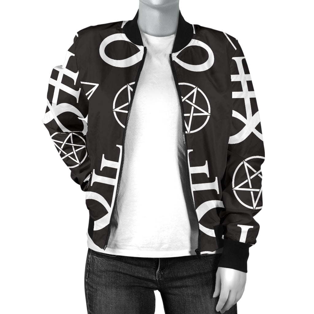 Pentagram Pattern Print Design A04 Women's Bomber Jacket