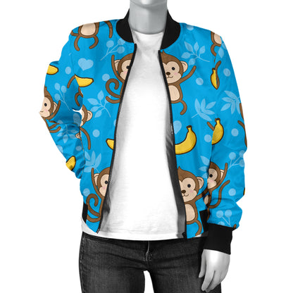 Monkey Pattern Print Design 05 Women's Bomber Jacket