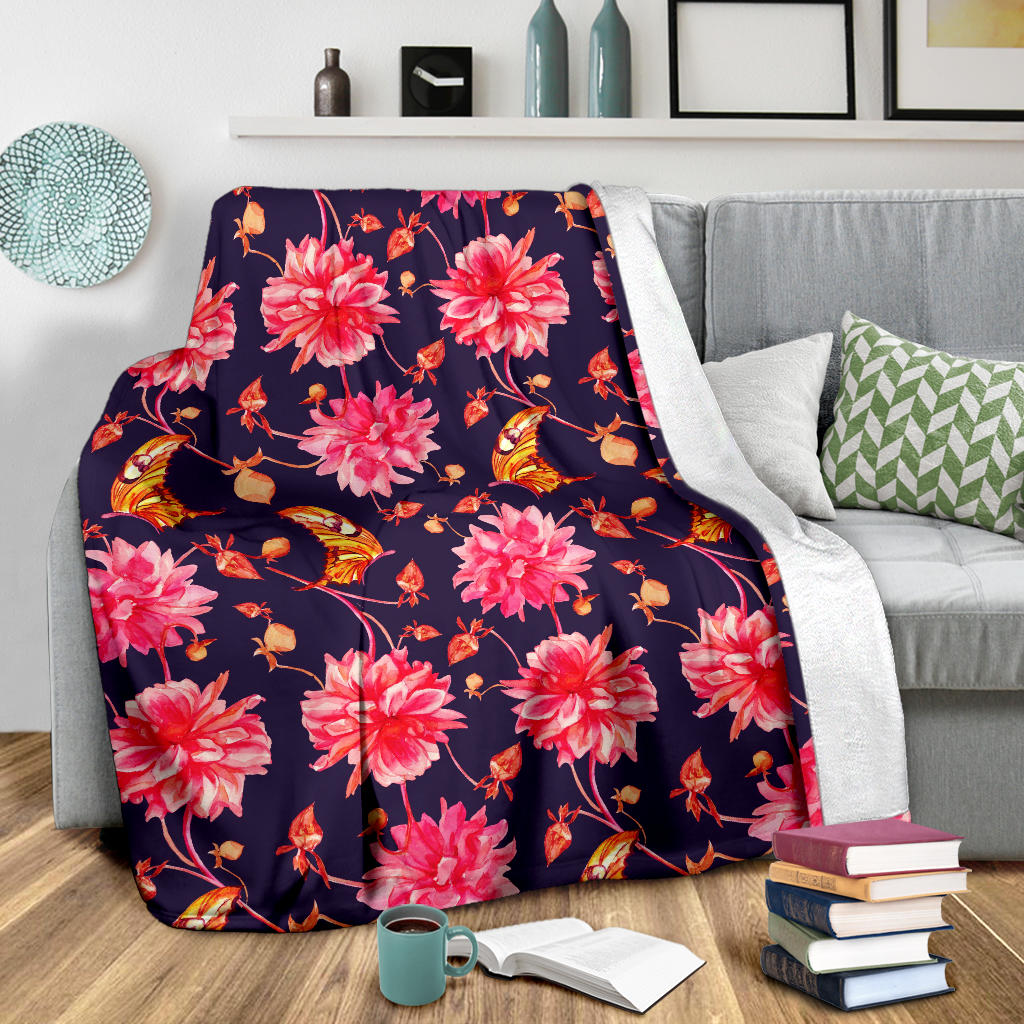 Dahlia Pattern Print Design DH03 Fleece Blanket