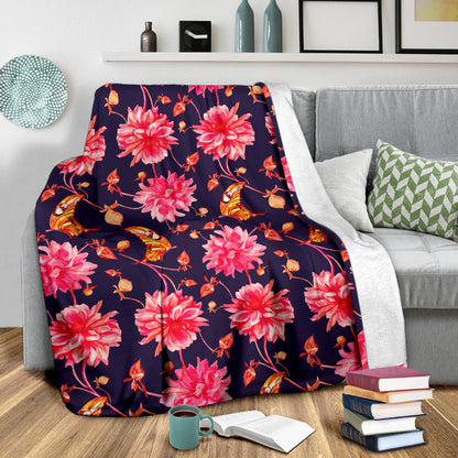 Dahlia Pattern Print Design DH03 Fleece Blanket