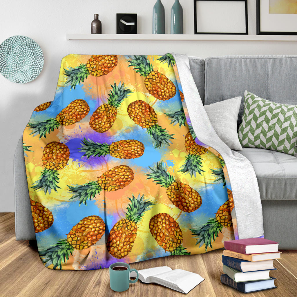 Pineapple Pattern Print Design PP09 Fleece Blanket
