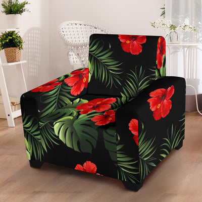 Red Hibiscus Tropical Armchair Slipcover