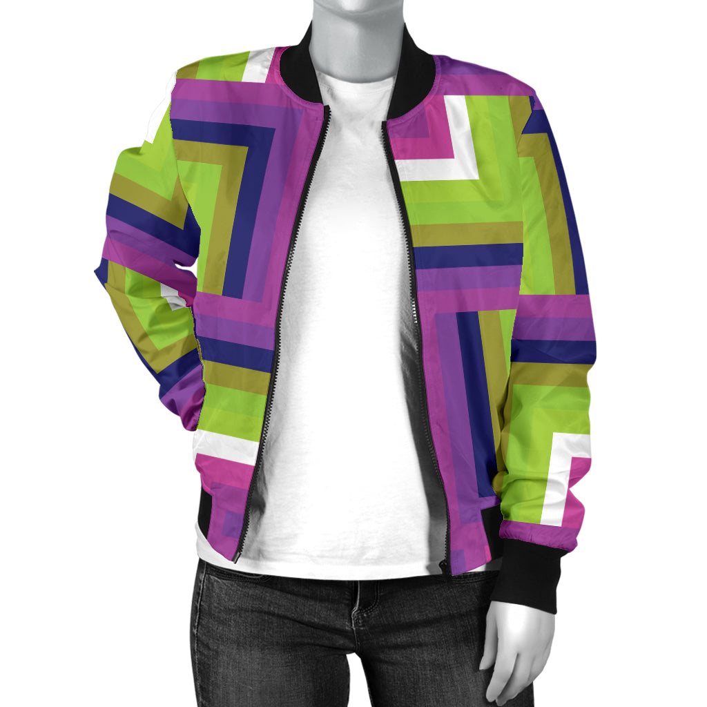 Optical illusion Pattern Print Design A05 Women's Bomber Jacket