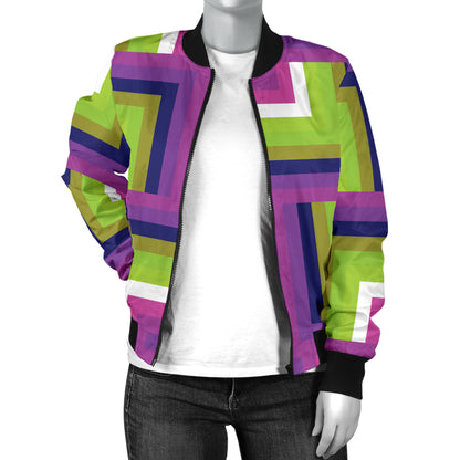 Optical illusion Pattern Print Design A05 Women's Bomber Jacket