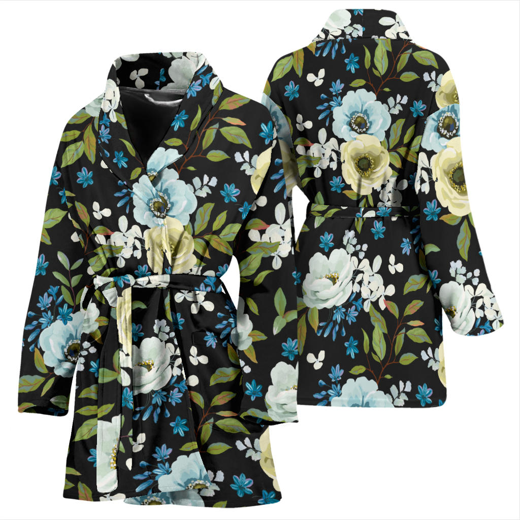 Anemone Pattern Print Design AM03 Women Bathrobe