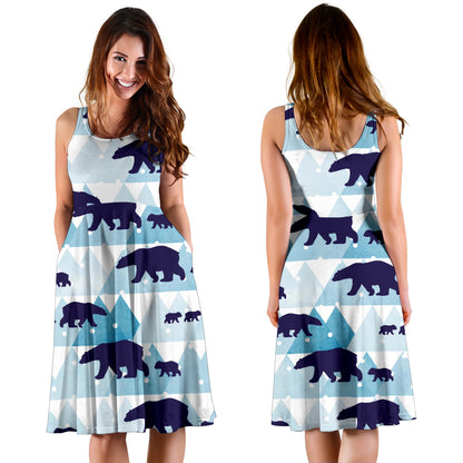 Bear Pattern Print Design BE01 Midi Dress
