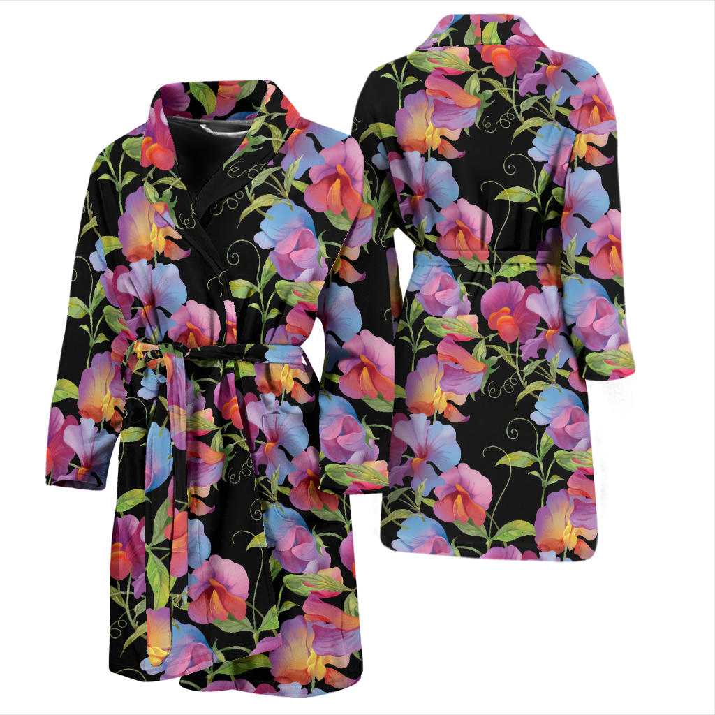 Peony Pattern Print Design PE012 Men Bathrobe