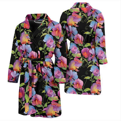 Peony Pattern Print Design PE012 Men Bathrobe