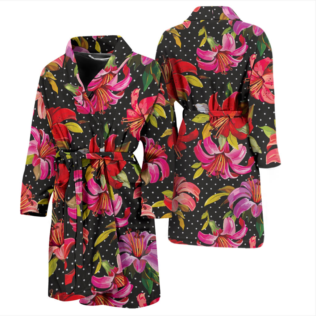 Lily Pattern Print Design LY012 Men Bathrobe